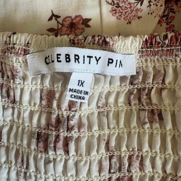 NEW Celebrity Pink Floral Puff Sleeve Dress 1X - Picture 3 of 4